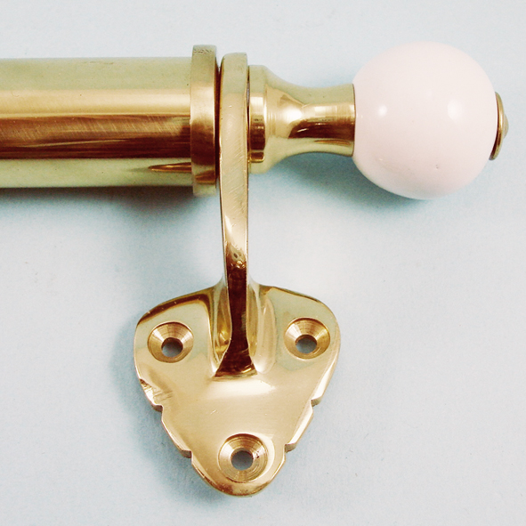 THD213CW/PB • 530mm [450mm c/c] • Polished Brass • Bar Handle Sash Lift With White Ceramic Ends